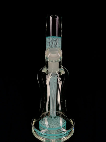 Aqua blue scribble accent tube by Snoopy Glass