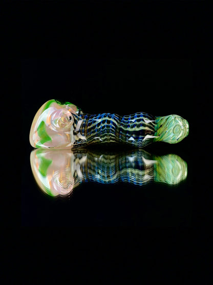 Multi-sectioned linework spoon by Prozak Glass