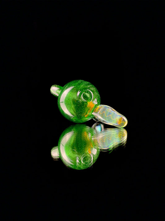 30mm green stardust bubble cap by Higgs Glass